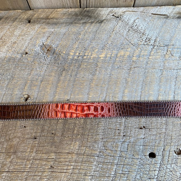 B.B Simon Red Ombré Leather Belt - Picture 3 of 5